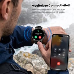 Avalue Smartwatch Heren - AMOLED Full Touchscreen - Bluetooth Bellen - Bloeddruk & Hartslag Monitor - Bloedzuurstof - Slaapmonitor - Stappenteller - 330 mAh - iOS & Android - Incl. 3 Bandjes - Zwart — thumbnail 3