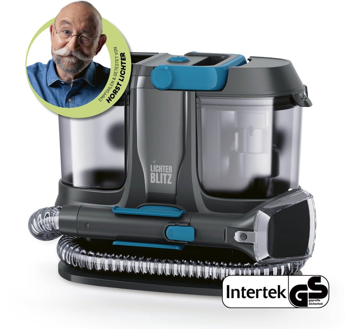 Stofzuiger met wasfunctie – compact apparaat voor het reinigen van bekleding en tapijten met een zuigkracht van 12 kPa | 2-in-1-kierenzuigmond + combizuigmond, 4 m snoer & zelfreinigend | ideaal voor tapijten, bekleding en autostoelen — afbeelding 1