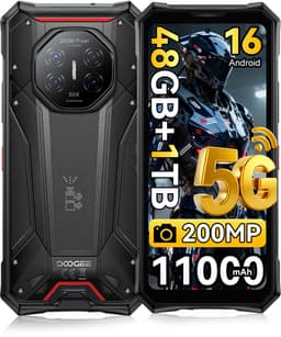 DOOGEE S300 Plus Robuuste smartphone 5G - 6.78 inch FHD+ 120Hz - 48GB RAM - 1TB ROM - 11000mAh 120W - Android 16 - 200MP+36MP Camera - Outdoor Smartphone IP68/IP69K - Dual Sim Telefoon - NFC GPS - Zwart — thumbnail 1