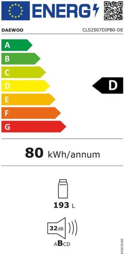 Daewoo CLS2507DIPB0DE Inbouwkoelkast zonder vriesvak- D-122 cm — thumbnail 2