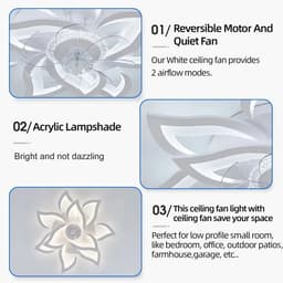 Lily & Lilac Plafondventilator - Lamp & ventilator - Dimbaar - Slimme plafondventilator met verlichting - Bloem design - 6 standen — thumbnail 5