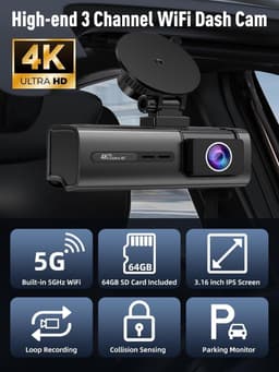 Auto Camera - Ritregistratie Systeem - Veiligheid Onderweg - 3 Kanalen Opname - 3.1 Inch Scherm - Zwart — thumbnail 2