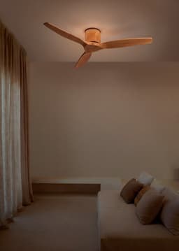CREATE - Plafondventilator stil 40W (Ø132cm) - Sfeerlicht LED - Afstandsbediening - 6 snelheden - Programmeerbaar - WIND CALM CUSTOM RATTAN — thumbnail 1
