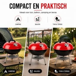 BBQ - compact - ø 35 x 45 cm - bol - Rood — thumbnail 3