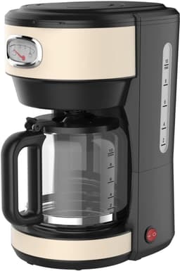 SNJY® Koffiezetapparaat Filterkoffie - Espressomachine - Volautomatische Koffiemachines - 1,25L – 10 Koppen – 1000W – Zwart/Beige — thumbnail 1