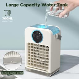 Draagbare airco met afstandsbediening, mini luchtkoeler met 2-8H timer, 3 ventilatorsnelheden, 2 nevelmodi, 700ML verdamplingsklimaatregelaar geschikt voor thuis — thumbnail 2