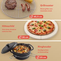 KitchenBrothers Kamado BBQ - 21 Inch Houtskool Barbecue - 45⌀ cm - PFAS-vrij - Complete Set - Egg BBQ met Accessoires inclusief Hoes - Vaderdag Cadeau - Zwart — thumbnail 5