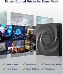 Externe schijf - Optisch station - Films kijken - USB 3.0 Type-C - 14.5 cm - Zwart — thumbnail 2