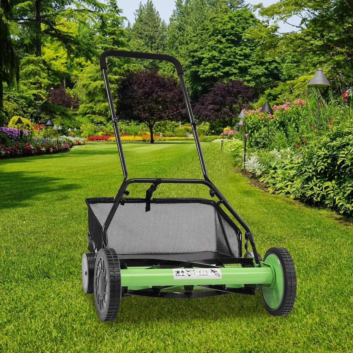 Handgrasmaaier - Gazonmaaier Reelmaaier - Gazon Onderhouden - Scherpe Mangaanstalen Bladen - 50.8 cm Snijbreedte - Groen Zwart — afbeelding 1