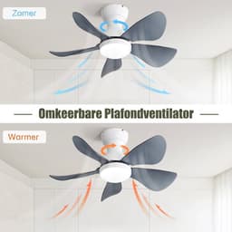 Plafondventilator Met Lamp - Ø 29 inch - Stille ventilator - 5 Hout Bladen - Dimbare lamp met 3 lichtstanden - 6 standen voor de windkracht - Met Afstandsbediening - LED's Light - Wit — thumbnail 3