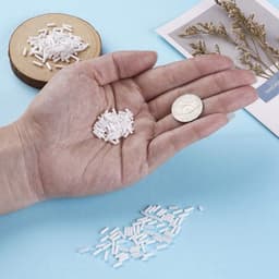 Set van 6 witte glazen buisvormige bugel zaadkralen van 18 mm voor het maken van sieraden en creatieve doe-het-zelf projecten — thumbnail 4