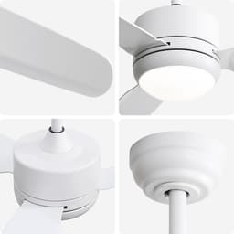 Plafondventilator Met Lamp - 3 ABS Bladen - Ø 46 inch - Dimbare lamp met 3 lichtstanden - 6 standen voor de windkracht - Met Afstandsbediening - LED's Light - Wit — thumbnail 2