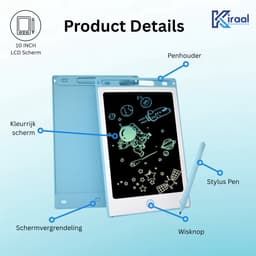 Tekenbord kinderen Kiraal - Tekentablet - LCD Tekentablet kinderen - Grafische tablet kinderen - Kindertablet Blauw - 10 inch — thumbnail 3