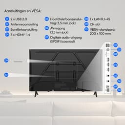 MEDION 108 cm (43 inch) Full HD-televisie (Smart-TV, VIDAA Store, Prime Video, Disney+, DAZN, Paramount+, HbbTV, PVR, HD Triple Tuner, MD 843102) — thumbnail 3