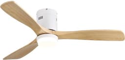 Plafondventilator Met Lamp - Stille ventilator - 3 ABS Bladen - Ø 52 inch - Dimbare lamp met 3 lichtstanden - 6 standen voor de windkracht - Met Afstandsbediening - LED's Light - Wit — thumbnail 1