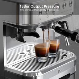 Emvae Koffiemachine - Espressomachine - Koffiemachine voor bonen - 15 Maalstanden - 15 Bar Pomp - Melkopschuimer — thumbnail 3