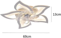 Plafondventilator - Lotus - Met Verlichting - Plafond Ventilator Lamp - LED Verlichting - Met Afstandsbediening - Dimbaar - Smart Lamp - Wit — thumbnail 2