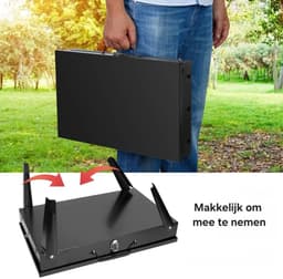 RosaBloom Opvouwbare Houtskool Barbecue - Draagbare Koffer BBQ - Compact Mini Grillrek met Gereedschapset - Zwart - 43x26,5cm — thumbnail 4