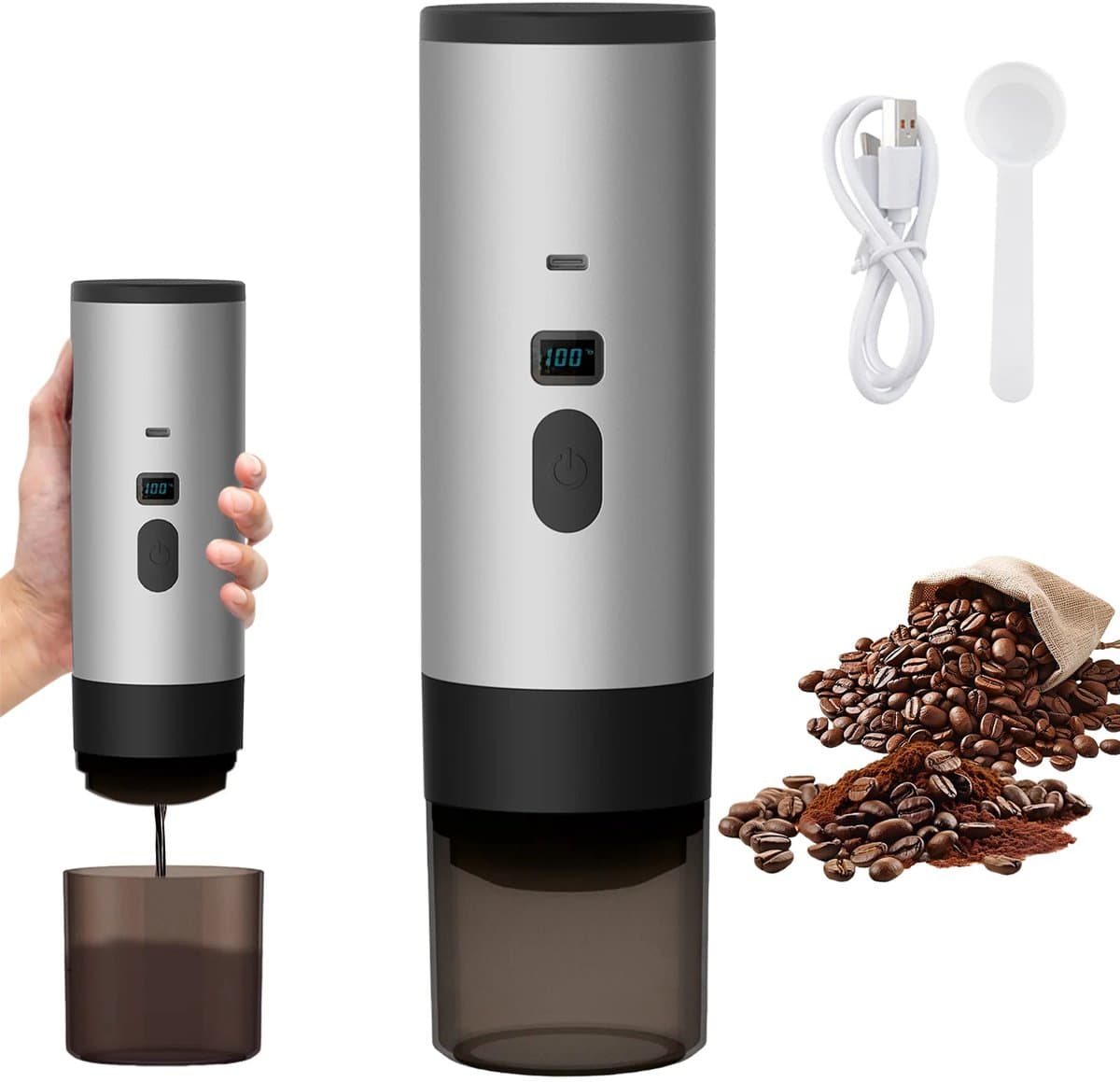 Automatische 3-in-1 draagbare capsulekoffiemachine - Portable Espresso Machine - espressomachine - Draagbare draadloze elektrische espressomachine - Voor Onderweg Reizen en Camping - — afbeelding 1