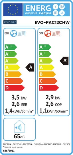 Evolar Mobiele Smart Airco - 12000 BTU - Ultra Stil - Koelen & Verwarmen - WiFi - App & Afstandsbediening - Airconditioner - met Afvoerslang - Slaapkamer, Woonkamer, Kantoor - EVO-PAC12CHW — thumbnail 2
