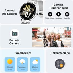 Synyq Diamond Smartwatch Dames Zilver - 39mm - AMOLED Scherm - 2 Bandjes - Horloge met Belfunctie - Bloeddrukmeter - Stappenteller - Dames Horloge -Android en iOS — thumbnail 2