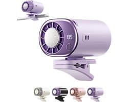 VHV - Ventilator - Tafelventilator - Mini ventilator - Clip ventilator - Met LED-display - Clip-on Airconditioner voor in de auto - Mini-koelsysteem voor auto's - 360° draaibaar - Verstelbaar - 199 snelheden - Paars