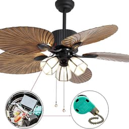 Plafond Ventilator Schakelaar - Trekketting Schakelaar - Snelheidsregeling Ventilator - 3 Snelheden 4 Draden - 3 Delig - Groen Koper — thumbnail 2