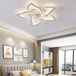 5 Lotus Ventilator - Bedienbaar Met Afstandsbediening & APP - Wit - Plafondventilator - Plafonniere - 6 Standen - Moderne Lamp - ⌀ 69cm — thumbnail 4