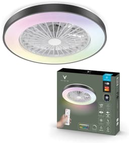 Varin® Plafondventilator met verlichting - Zwart - Tuya Wifi - LED 30W RGBW - Ø 50cm - Super stil - Afstandsbediening smart lamp - Plafondlamp slaapkamer - Plafonniere woonkamer - Plafondlampen - Plafond lamp - Verlichting kinderkamer - Ventilator — thumbnail 1