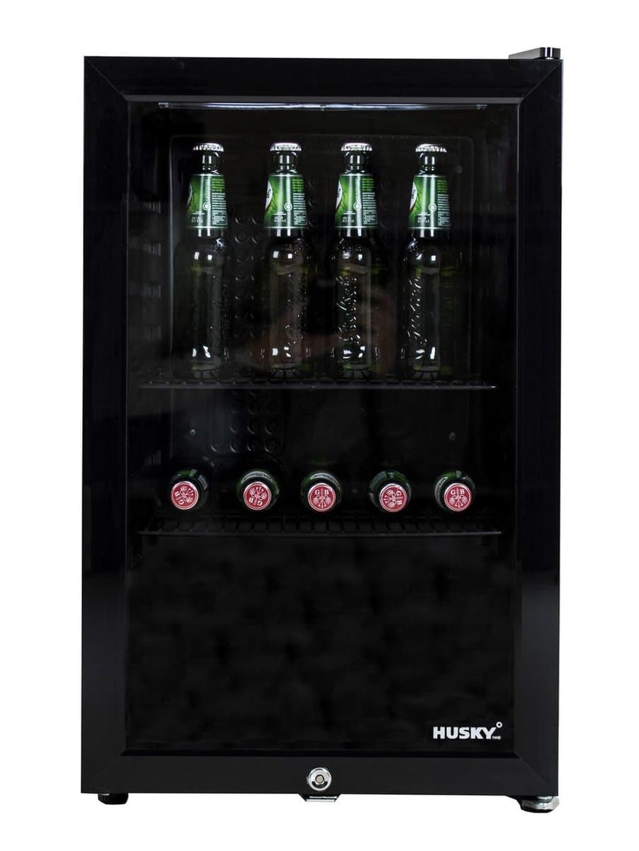 Husky KK70-BK-NL-HU - Dranken koeler - Barkoelkast - 71 Liter - Horeca - Met Glazen Deur - Zwart — afbeelding 1