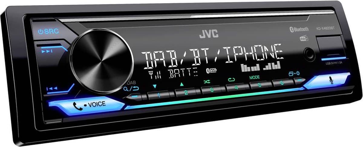 JVC KD-X482DBT Autoradio enkel DIN Bluetooth handsfree, DAB+ tuner + gratis DAB antenne — afbeelding 1