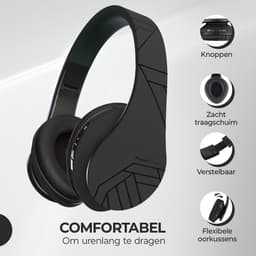 PowerLocus P2 - Draadloze Over-Ear Koptelefoon Inklapbaar - Bluetooth Hoofdtelefoon - Met microfoon – Headphone - Micro SD mode – Incl. Carry Case - Zwart — thumbnail 2