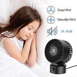 Northwall Mini USB Ventilator - Tafelventilator Zwart - Stille Mini Fan - Retro Bureau Ventilator - Klein, Stil en Geruisloos - Dual Motoren - Kantelbaar - 2 Snelheden — thumbnail 4