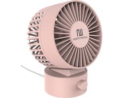 Northwall Mini USB Ventilator - Tafelventilator Roze - Stille Mini Fan - Retro Bureau Ventilator - Klein, Stil en Geruisloos - Dual Motoren - Kantelbaar - 2 Snelheden