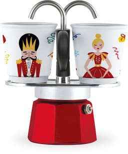 Bialetti Mini Express Nutcracker 2 Kops met 2 Espressokopjes – Limited Edition – Rode Percolator – Espresso Cadeauset — thumbnail 1