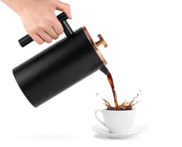 RVS 1 liter Koffiepers 6 kopjes - French Press Thermo koffiepers - Dubbelwandig geïsoleerd - Zwart — thumbnail 3