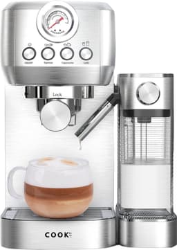 Espressomachine 20 Bar - Auto Melkopschuimer - Coffee Machine - Italiaanse pomp - RvS Koffiemachines - COOK-IT — thumbnail 1