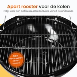 Goliving Houtskool Barbecue - Ø54 cm - Inclusief Accessoires - Houtskoolbarbecues op Wielen - XXL BBQ met Deksel - Rond - 65 x 89 cm - Zwart - Metaal — thumbnail 4