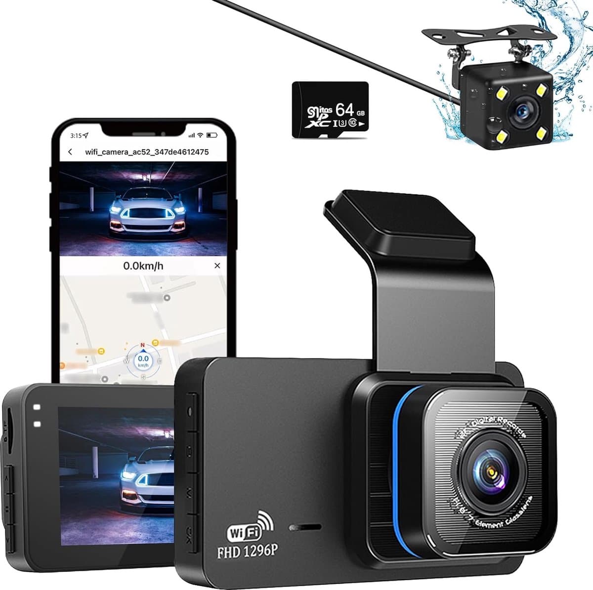 Dual Dashcam - Dashcam Voor en Achter - Auto Camera Dashcam - Dashcam Auto - Dual Dashcam voor Auto — afbeelding 1