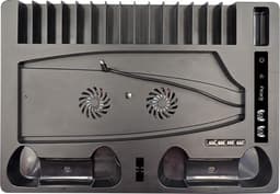Oplaadstation voor koelventilator - Dubbele controller Oplader - Verticale standaard met koel ventilator - Geschikt voor: PlayStation 5 standaard - Gaming accessoire - headset standaard - Opslag voor Games- PS5-accessoires — thumbnail 4