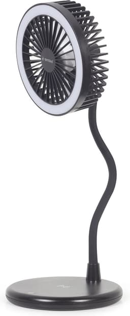 3-in-1 Tafelventilator - Qi draadloze oplader 10W - LED Verlichting - 3 snelheden en verlichting - USB Ventilator- Handventilator -Bureau Ventilator - Mini Ventilator - Tafel ventilator - Zwart — thumbnail 4
