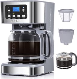 Taylor Swoden Pewter - Koffiezetapparaat - Filterkoffie - 1.5L/ 12 Kopjes - met Glazen Kan - Instelbare Koffie Sterkte - 950W - RVS — thumbnail 1