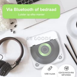 GH Goods - Discman - Draagbare CD Speler met Bluetooth - Ingebouwde speaker - Voor in de auto - EA100 - 3.5 MM Aux - CD / CD-R / CD-RW - MP3 - Zwart — thumbnail 3