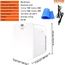 Wildor® Mini Koelkast - Koel/Verwarm kast, -9°C tot 65°C - Vrijstaand - 20 Liter - 3 Schappen - Compacte Drankkoelkast - Praktisch (draagbaar) - Wit Frame - Wit - 12Volt - Auto, Kamperen, Outdoor, Slaapkamer - Stille koelkast <45db — thumbnail 1