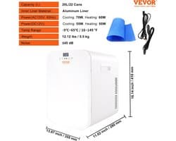 Wildor® Mini Koelkast - Koel/Verwarm kast, -9°C tot 65°C - Vrijstaand - 20 Liter - 3 Schappen - Compacte Drankkoelkast - Praktisch (draagbaar) - Wit Frame - Wit - 12Volt - Auto, Kamperen, Outdoor, Slaapkamer - Stille koelkast <45db