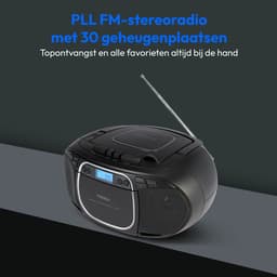 MEDION E66476 Stereo Sound Systeem (Boombox, CD-speler, MP3, cassette, draagbare cassettespeler voor kinderen, FM-radio, AUX, hoofdtelefoon, netstroom & batterij), zwart — thumbnail 4