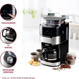DOMO DO721K Koffiezetapparaat Grind & Brew - Filterkoffie - Geschikt Voor Koffiebonen en Gemalen Koffie - 12 Kopjes - Zwart — thumbnail 3
