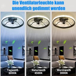 Kristallen LED Ventilator - Smart Lamp - 6 Standen - Dimbaar - Zwart - Crystal Ventilator Lamp - Woonkamerlamp - Moderne lamp — thumbnail 3