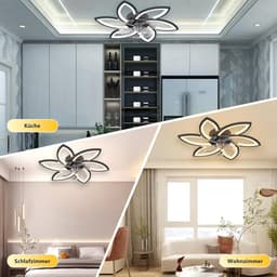 6 Sterren Plafondlamp Met Ventilator - Zwart - Met Afstandsbediening - Smart lamp - Dimbaar Met App - 6 Standen Ventilator - Woonkamerlamp - Moderne lamp - Plafoniere — thumbnail 3