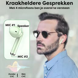 Draadloze Oortjes met LED Display - Bluetooth 5.3 - Groen - Volledig Draadloos - Oordoppen met Microfoon - Oordopjes Bluetooth - Earbuds — thumbnail 4